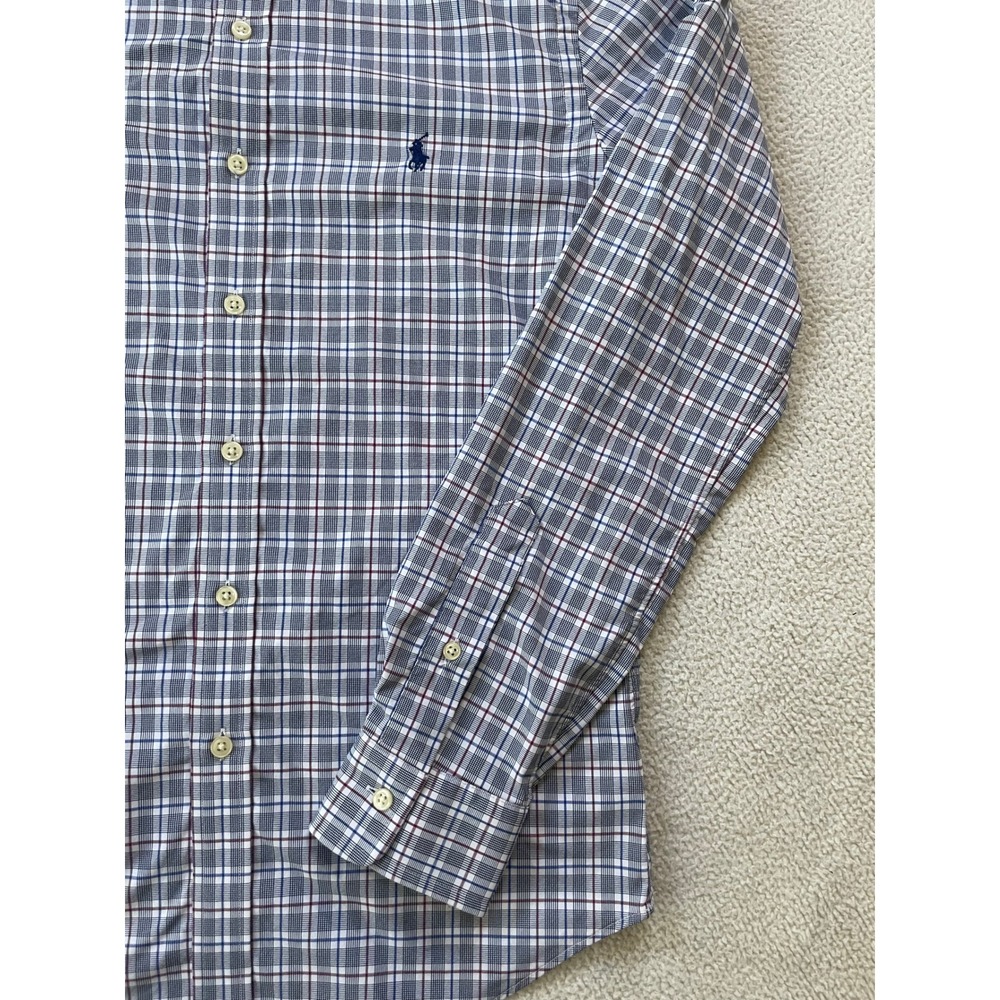 Ralph Lauren Mens Small Button Down Shirt Blue Plaid Slim Fit Performance Preppy - Picture 11 of 16